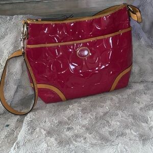 Coach Glossy Pink and Tan Shoulder Bag